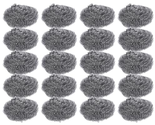 STOBAZA Estropajos Metálicos de Acero Inoxidable 20 Unidades 30g para Limpieza de Ollas y Sartenes, Esponjas Resistentes para Cocina, Fregador de Ollas para Eliminar Grasa y Suciedad