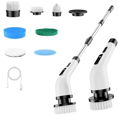 Cordless Electric Spin Scrubber, Multifunctional Wireless Floor Cleaning Brush, Rechargeable 2000mAh Power Scrubber for Bathroom, Tiles & Kitchen, Lightweight Handheld Household Cleaner