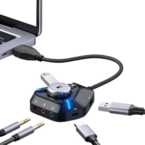 USB Ljudgränssnitt För Dator Extern typ-C-förstärkare | 3,5 mm Jack Ljudkort För Volymkontroll Mikrofon Högtalare Studio Gitarr Musikinning Streaming