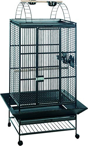 Flamingo Vogelkäfig – Voliere Vögel – Papageienkäfig Nico Antrazit – 98×83×172 cm – 3 Sitzstangen & 4 Näpfe, Fangrand, Metall-Schubladen, mobil