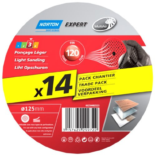 Norton - Dischi abrasivi Expert, 125 x 18 mm, grana 80 (Confezione da 14)