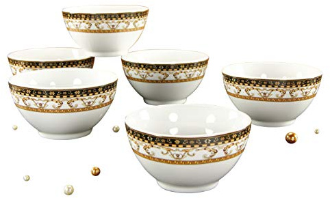 Creatable, 15088, Serie Majestosa schwarz, 6-teiliges Geschirrset für 6 Personen, Müslischale aus Porzellan, spülmaschinen- und mikrowellengeeignet, Made in Europe