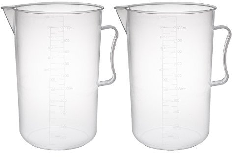 sourcing map 2 piezas de laboratorio transparente blanco PP 2000 ml vaso medidor con vaso