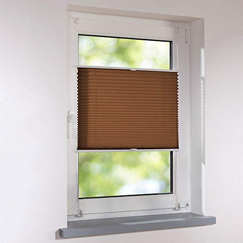 Plissee Klemmfix Faltstore UNIVERSAL Faltrollo ohne Bohren - 110 x 160 cm - braun