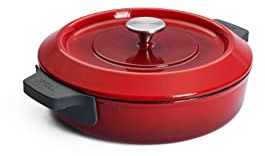 WOLL – Iron Gusstopf Ø 28 cm rot mit Deckel & Silikongriffen – emailliertes Gusseisen, induktionsgeeignet & ofenfest bis 300 °C – für alle Herdarten
