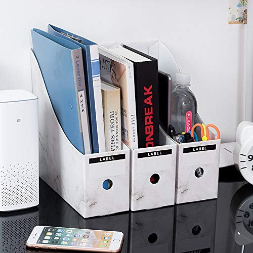 ITODA Dokumentenablage Archiv Stehsammler Wellpappe Aktenhalter Dokumentenhalter 3 Stück Zeitschriftensammler Schreibtischorganizer Marmor Zeitschriftenhalter Ordnungssystem für Büro Arbeitszimmer