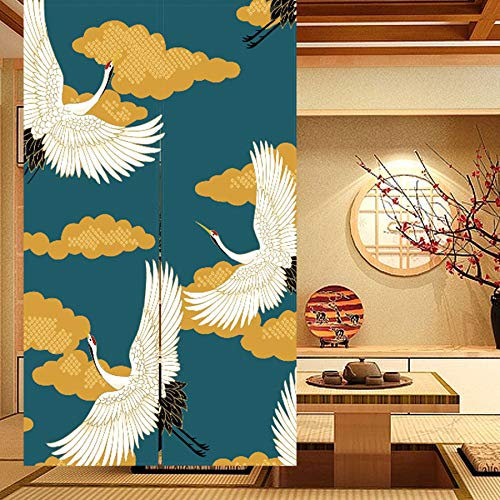 LIGICKY Noren Japanese Style Doorway Curtain Crane Printed Window Treatment Door Tapestry for Home Decoration 33.5 Width x 47.2 Long
