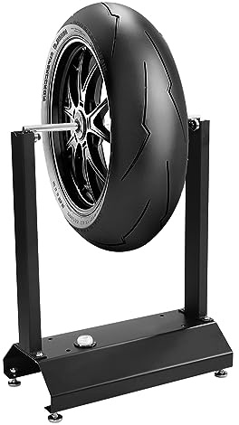 COSTWAY Equilibreuse de Roue Moto/Véloen Aluminium et Acier Equilibrage des Dommages de Roues et Jantes, avec les Cônes de Centrage Réglables de Bulle