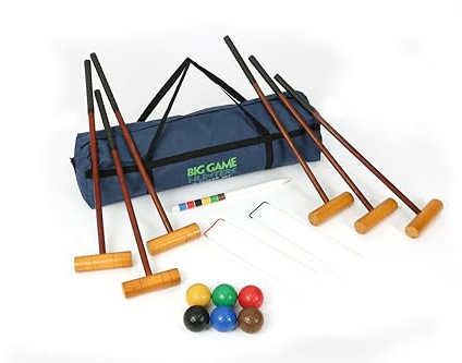 Big Game Hunters Cottage Croquet-Set für Erwachsene mit Kugeln aus Verbundmaterial in voller Größe, in Aufbewahrungstasche (6 Spieler-Set)