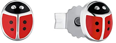 Amor Ohrstecker 925 Sterling Silber Mädchen Kinder Ohrschmuck, 0,5 cm, Silber, Marienkäfer, Kommt in Schmuck Geschenk Box, 9211234