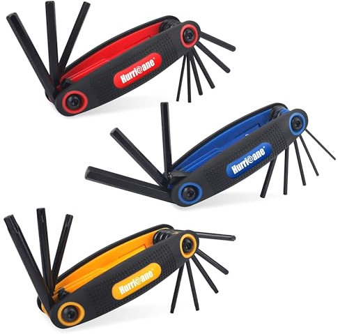 Hurricane 25-teiliges Klapp-Sechskantschlüssel-Set, SAE, Metrisch, Torx, Chrom-Vanadium-Stahl, 3 Stück, Faltbares Innensechskant-Schlüssel-Set für Einfache Heim Und Allgemeine Anwendungen