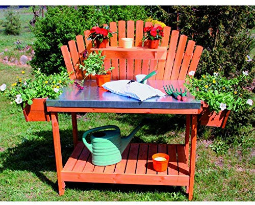 Beauty.Scouts Pflanztisch Agnes groß Kiefernholz honigbraun 116x69x139cm Blumenpflanztsich Gartenarbeitstisch Gartentisch Pflanzregal wetterfest Außen Outdoor