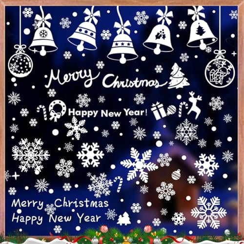 Viilich Fensterbilder Selbstklebend,16 Blätter Schneeflocken Fenstersticker Winter Deko Weihnachtsdeko innen,Fensterdeko Schneeflocken Fensterbilder Wiederverwendbar PVC Aufkleber winterdeko