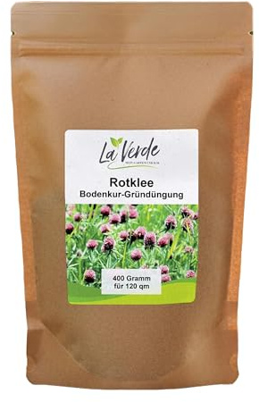 La Verde MEIN GARTEN UND ICH. Rotklee Samen 400g für 120m², Futterpflanze, Bodenkur, ein- bis mehrjährige Gründüngung, Saatgut ohne Gentechnik