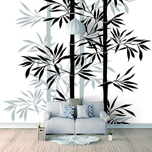 Fotomurales Bambú blanco y negro 200x140cm Decoración de Pared decorativos Murales moderna de Papel Pintado Sala Living Oficina Dormitorio
