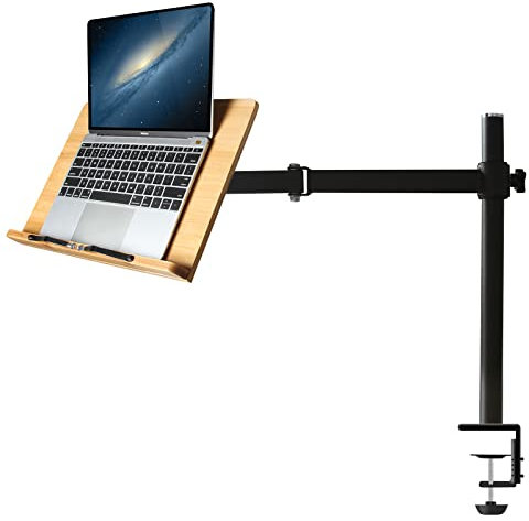 Buchständer höhenverstellbar – wishacc Großer Tisch-Seiten-Bambus-Lese-Halterung mit Klemme zum Lesen, freihändig, Schreibtisch-Kochbuchablage 39,1 x 27,9 cm, X-Large