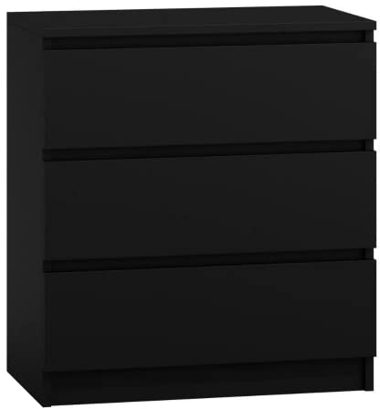 3E 3xE living.com mit 3 Schubladen Kommode in Schwarz - 70 x 78 x 39 cm (B/H/T)