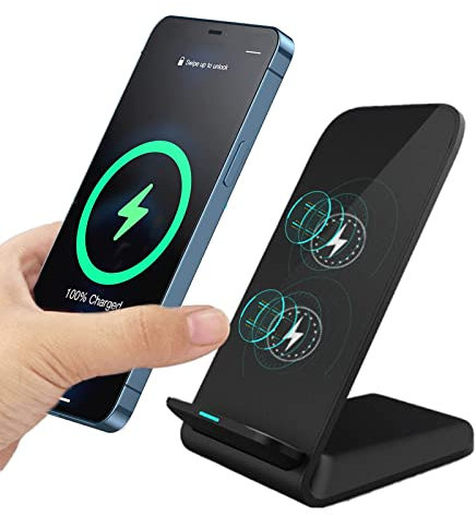 ciciglow Chargeur sans Fil, Rapide à Double Bobine,15W Certifié Qi,Chargeur Induction, pour Pro/XR/X/8, S22/S21/S20/S20+/S10/S9/S8/S7, S6/S7 (Pas