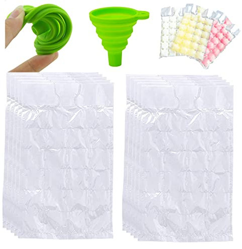 SZXMDKH 10Pcs 240 Ice Cubes Disposable Ice Bag with Juice Funnel Seal Ice Bags Freezing Maker Ice Mould Freezer Bags