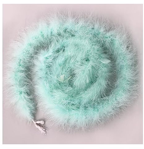 Yurosiay 2m×8cm Federboa 16g Bunt Natürliche Truthahnfedern Streifen Flauschige Girlande Handgefertigt Girlande Federn Deko Federboa zum Basteln Federstreifen für DIY Handwerk Nähen Grün