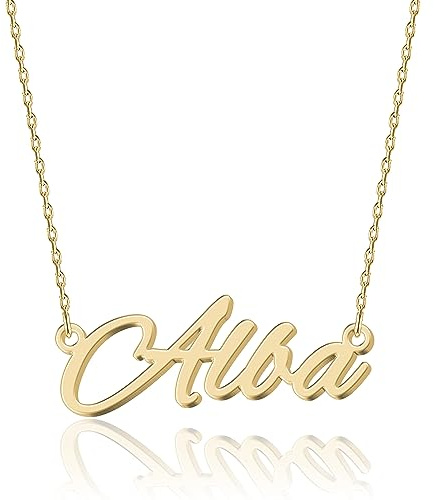 UMAGICBOX Collar Personalizado con Nombre | Elige entre 14 Estilos de Fuente | Colgante Personalizable de Acero Inoxidable Bañado en Oro de 18K y Plata de Ley | Regalo para Ella