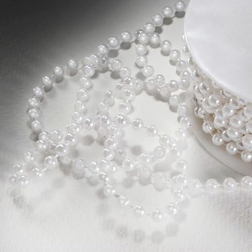 EliteKoopers 1m White Pearl Beads On String 8mm Chain Ribbon for Craft, Cake, Wedding Decoration