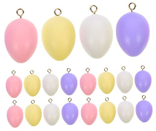 OHPHCALL 20 Stück Bunte Holz Ostereier Hängedekorationen für Selbstgemacht und Osterdekoration