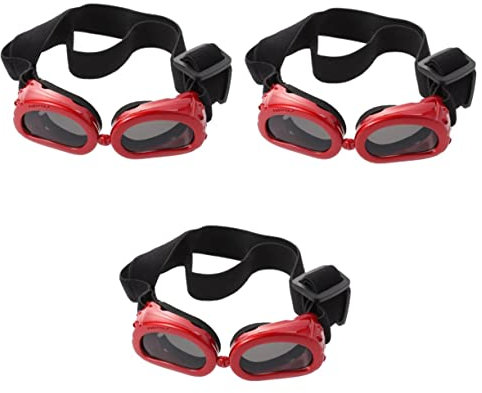 Sosoport 3st Hund Sonnenbrille Augenschutz Für Hunde Augenschutz Sonnenbrille Verstellbares Kopfband Zubehör Doggy Hundebrille Falten Klein Rot Katze