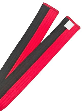 Pandiui23 Professioneller Taekwondo-Karate-Judo-Gürtel, doppelte Umwicklung, Kampfkunst, Streifen, Sportgürtel (1, Rot Schwarz, 1,8 m)