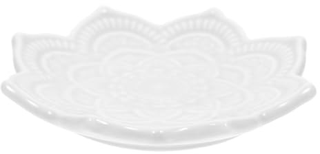 MAGICLULU Plateau à Bijoux Plateau Organisateur Délicat Motif Fleur Mandala Blanc en Céramique pour Colliers, pour Coiffeuse ou Vitrine de Bijouterie