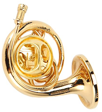 Waldhorn-Brosche, Miniatur-Musikinstrument, Modische Revers-Brosche, Waldhorn-Schmucknadel Mit Rotem, Mit Samt Gefüttertem Etui, Musikalisches Geschenk, Geburtstagsgeschenk