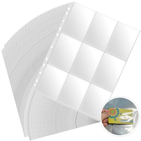 PUWOWYE Sammelkarten Hüllen, 40 Stück Transparent Karten Sleeves, Doppelseitiger 720 Pockets, Leere Sammelmappe Folien 11 Löcher, Trading Card Sleeves für Sammeln aller Arten von Karten