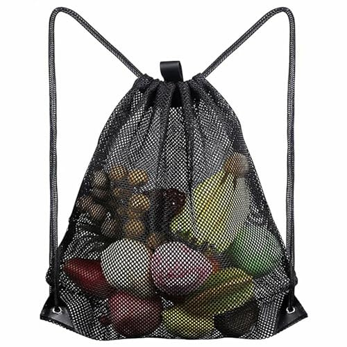 SUBTAVIK Large Drawstring Mesh Bag - Beach Gym Organizer Storage Backpack for Swimming, Pool, Sand Toys