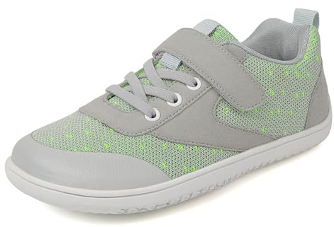 SECHRITE Barn breda barfotaskor barfota sneakers för pojkar flickor minimalistiska ventilerande löparskor promenadsport skor storlek 25–37, GRÅ, 29 EU bred