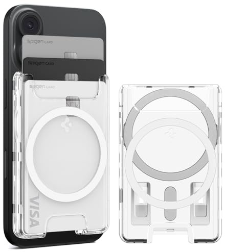 Spigen Ultra Hybrid MagFit+ Magnetic MagSafe Wallet Card Holder Compatible with iPhone 17/16/15/14/13/12 Series, PixelSnap Cases for Pixel 10 Series and MagSafe Accessories - Crystal Clear