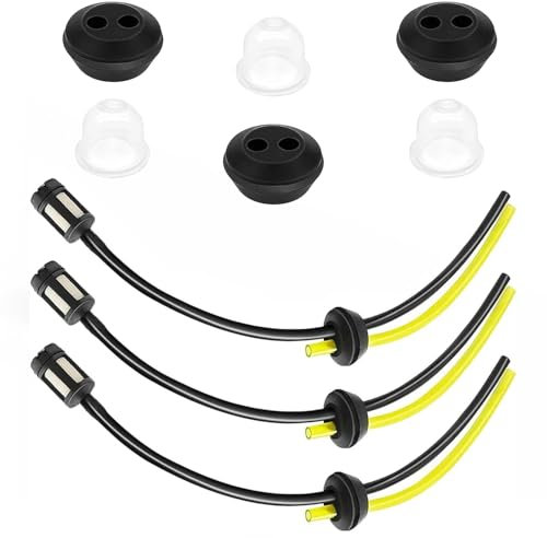 3-Set Strimmer Fuel Pipe, Universal Fuel Line Kit for Brush Cutter & Trimmer, Includes Hose, Primer Bulb, Tank Filter, and Gasket, Fits Mowers, Hedge Trimmers