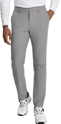Pioneer Camp Pantaloni da golf da uomo, elasticizzati, traspiranti, lunghi, con elastico in vita e 3 tasche funzionali, grigio., 34 W/32 L