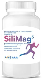 SILIMAG5 Integratore Alimentare Magnesio Organico - Silicio Organico - Vitamina B6 - Citrato, Gluconato, L-Pidolato, Malato, Bisglicinato - 100 capsule