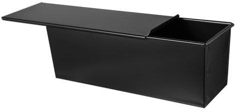 SECFOU 5holes Nonstick Bread Loaf Pan with Lid and Vent for Baking Toast and Loaf at Home Rectangular Bread Baking Mold Black