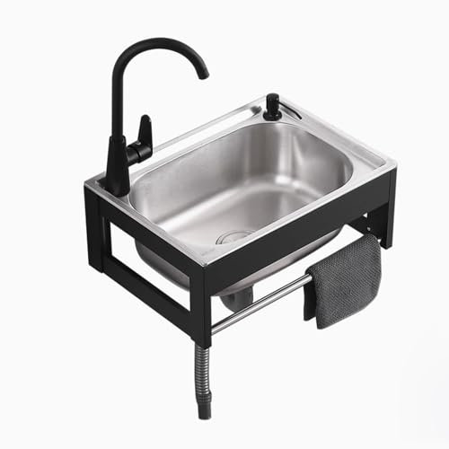 BRCYKRWY Lavello Da Cucina In Acciaio Inox Mobile Bagno Sospeso Compatto Montaggio A Parete Giardino Da Esterno Lavando Lavello Lavandino Da Bar Multiuso Lavabo Di Utilità Per Esterni,a Ciotola Singol