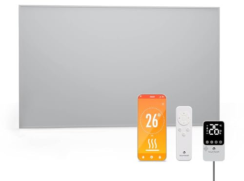 blumfeldt - Pannello Radiante a Infrarossi, 600W - Montaggio a Parete, Controllo con App & Telecomando, Termostato Esterno, IP44, Efficienza del 95%, per 10-15 m², Alluminio, Blocco per Bambini