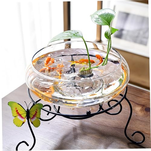 Tadoiooy Lotus Bowl Pflanzer, 6 Zoll runde Lotusblumenschale, klare Wasserlily -Schüssel, dekorative Glasschale für Blumen Sukkulente Hydroponic Plant Fish Home Decor