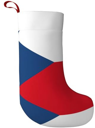 BREAUX Flagge der Tschechischen Republik Weihnachtsstrümpfe, ultraweiche Samt-Weihnachtsstrümpfe, Kamindekoration, 45 cm