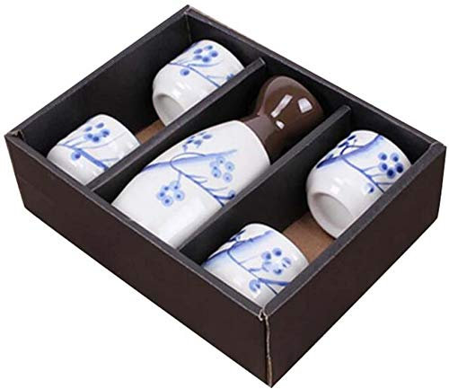 CAFIEDR Geschirr-Set mit 5 eleganten Weinsets aus Keramik, Weinkrug, Sake-Becher für den Hausgebrauch, Typ H