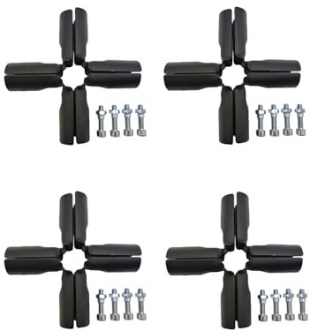 1 Inch Black 5-Way Pipe Clamp,Fit for 1 Inch (25.4 mm) OD Steel Pipe,Chain Link Fence Clamps, Steel End Rail Clamps, Galvanized Fence Pipe (Bolts/Nuts Included) (4)