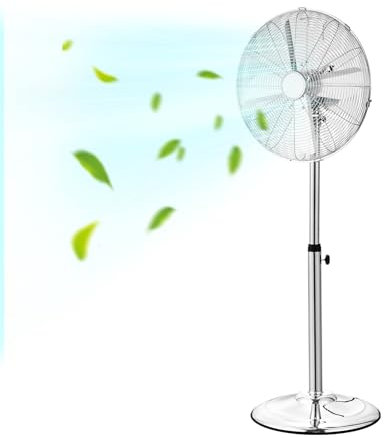 VEVOR Industrial Pedestal Fan, 16 Inch 75-Degree Oscillating Fan, Height Adjustable Standing Fans with 3 Adjustable Speeds, High Power Floor Fans Office, Silver