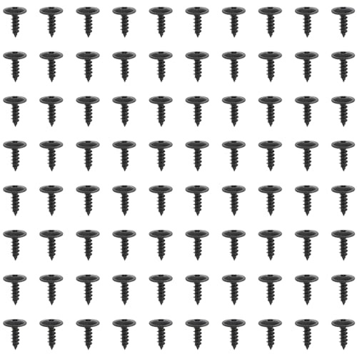 GIONAR 80Pcs Vis Tete Plate M5x16mm, Vis Carrosserie Voiture N90974701 N10354601 N10354602, Autotaraudeuse Noir, Matériel en Acier au Carbone, pour Portes/Ailes, pour Audi VW Seat Skoda