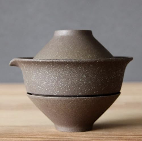 Gohobi Handgjort keramiskt Gaiwan resete-set – bärbar Gongfu tekanna och koppset – japansk kinesisk stil på språng te presentset (3 färger) (blå)