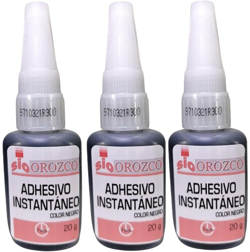 SIO 3x Pegamento Cianocrilato Negro 20 ml – Adhesivo Instantáneo Alta Resistencia – Cola Súper Fuerte para Plástico, Metal, Goma y Cerámica – Secado Rápido Profesional Automoción y Bricolaje