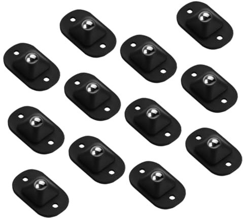 HIAKDOFT Lot De 12 Roulettes Pivotantes Auto-adhésives En Abs Noir, Profil Bas, 360° Rotation, Pour Appareils Électroménagers, Meubles Et Boîtes De Rangement, Protection Sols, Déplacement Silencieux